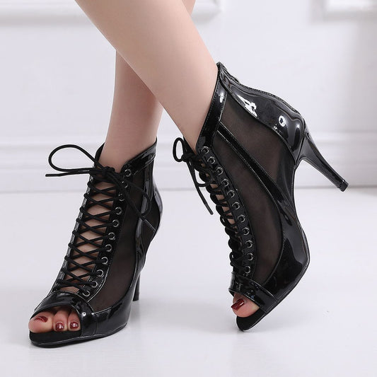 Women's Black Stiletto Heel Latin Dance Shoes Zipper