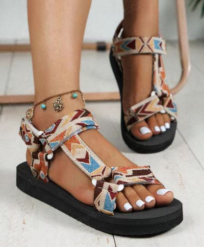 New Thin Bottom National Style Velcro Beach Sandals