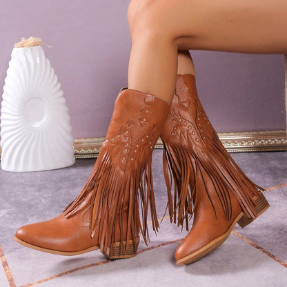 Leisure Western Denim Tassel Special Boots