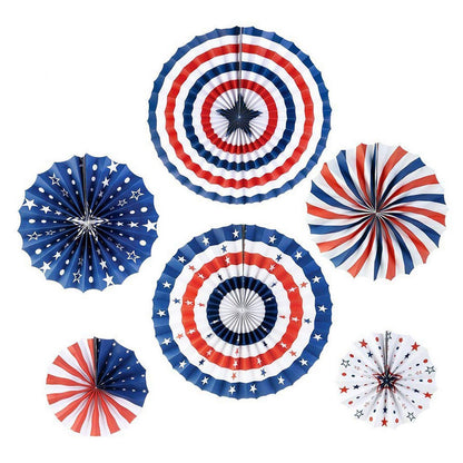 Red, White And Blue Hanging Paper Fan Party Supplies Background Wall Decoration