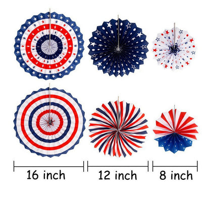 Red, White And Blue Hanging Paper Fan Party Supplies Background Wall Decoration