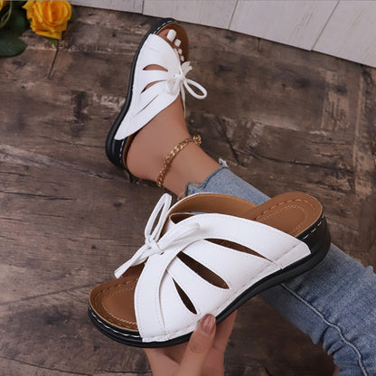 New Roman Shoes For Women Lace-up Platform Wedges Sandals Summer Fashion Slides Casual Vacation Beach Slippers