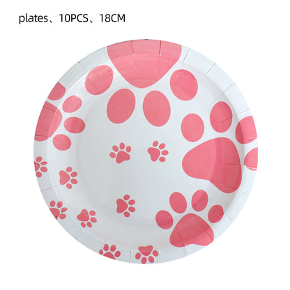 Birthday Party Decoration Dog Paw Party Tableware Set