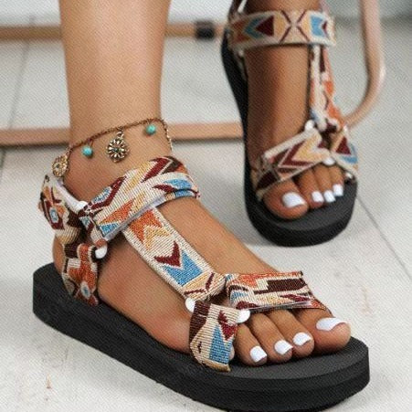 New Thin Bottom National Style Velcro Beach Sandals