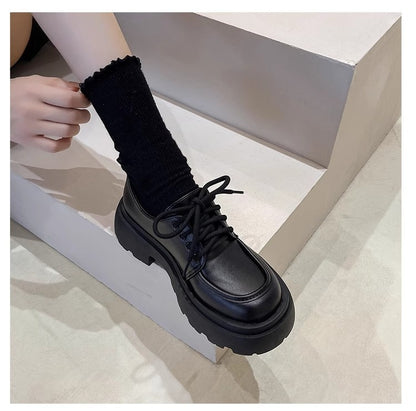 Spring And Summer New Student Leather Shoes Height Increasing Leisure Soft Bottom Pumps