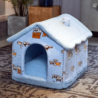 Foldable Winter Warm Dog House Kennel Bed Mat for Small to Medium Pets