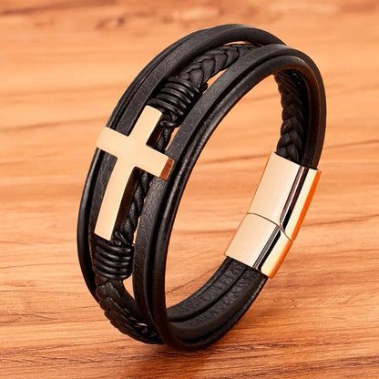 Luxury Multicolor Cross Design Classic Stainless Steel Men