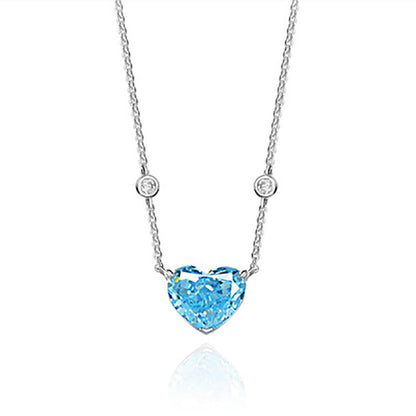 Ocean Blue Heart-shaped Zircon S925 Sterling Silver