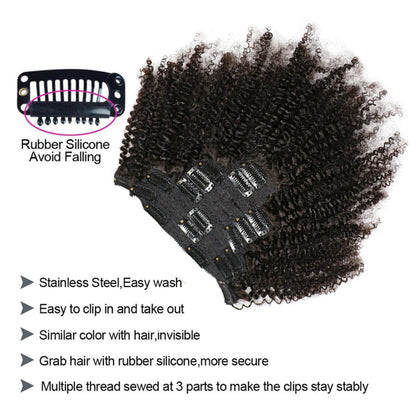 Kinky Hair Curly Clip In Hair Extensions Natural Black