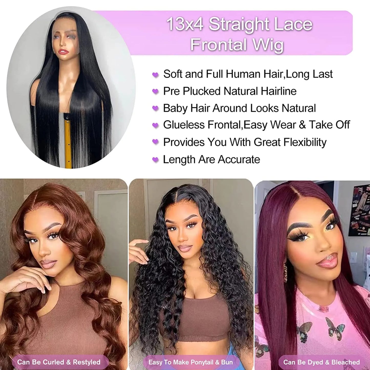 Transparent Lace Front Human Hair Wigs 360 Lace Frontal Wig  4X4 Lace Closure Wig