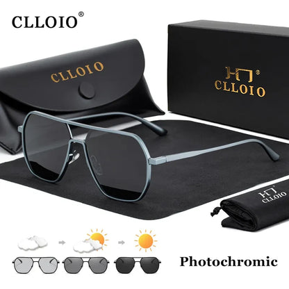 CLLOIO New Fashion Aluminum Photochromic Sunglasses Men Women