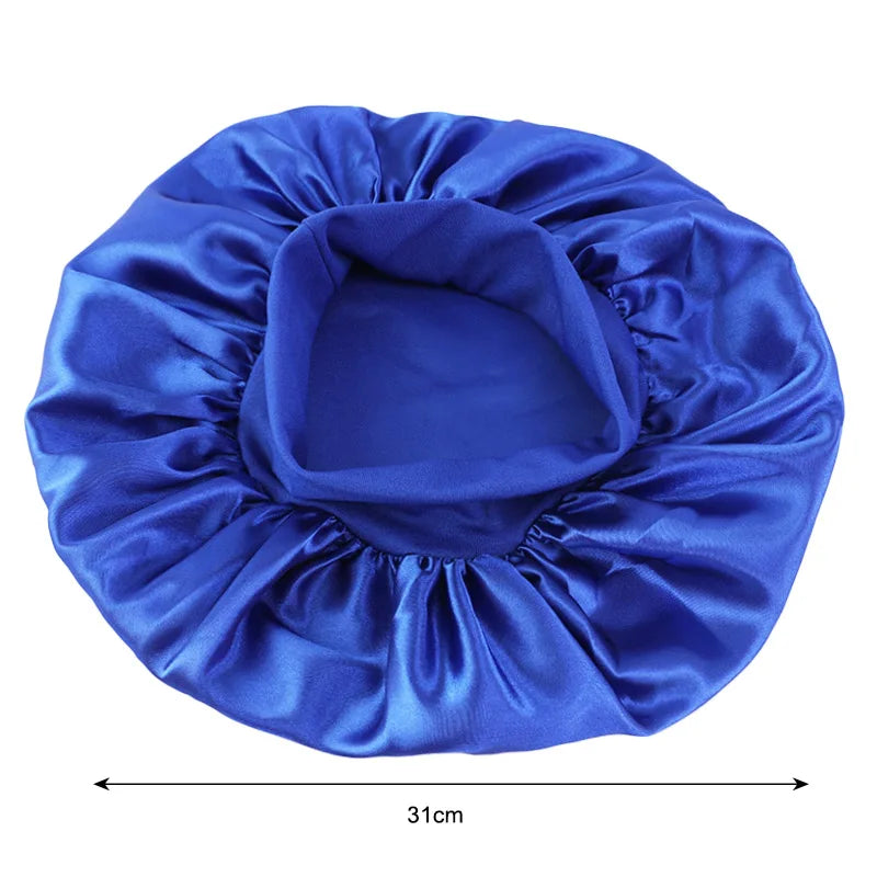 New Women's Satin Solid Wide-brimmed Sleeping  Bonnet