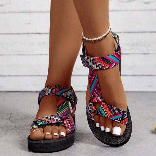 New Thin Bottom National Style Velcro Beach Sandals