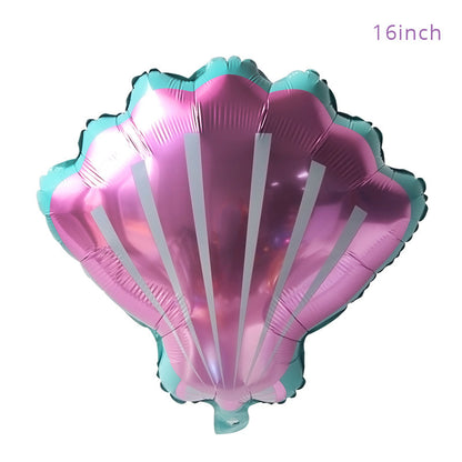 Mermaid Theme Latex Aluminum Foil Shell Fishtail Balloon