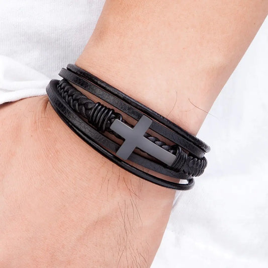 Luxury Multicolor Cross Design Classic Stainless Steel Men