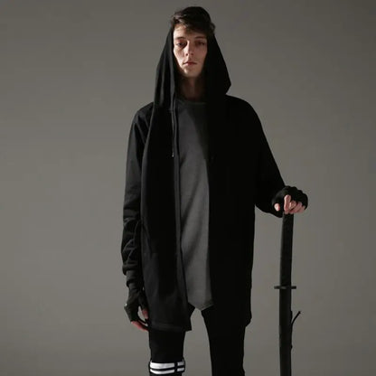 Black Hooded Wizard Trench Coat Windbreaker Men